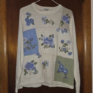 Vintage Cream Floral Patchwork Sweater